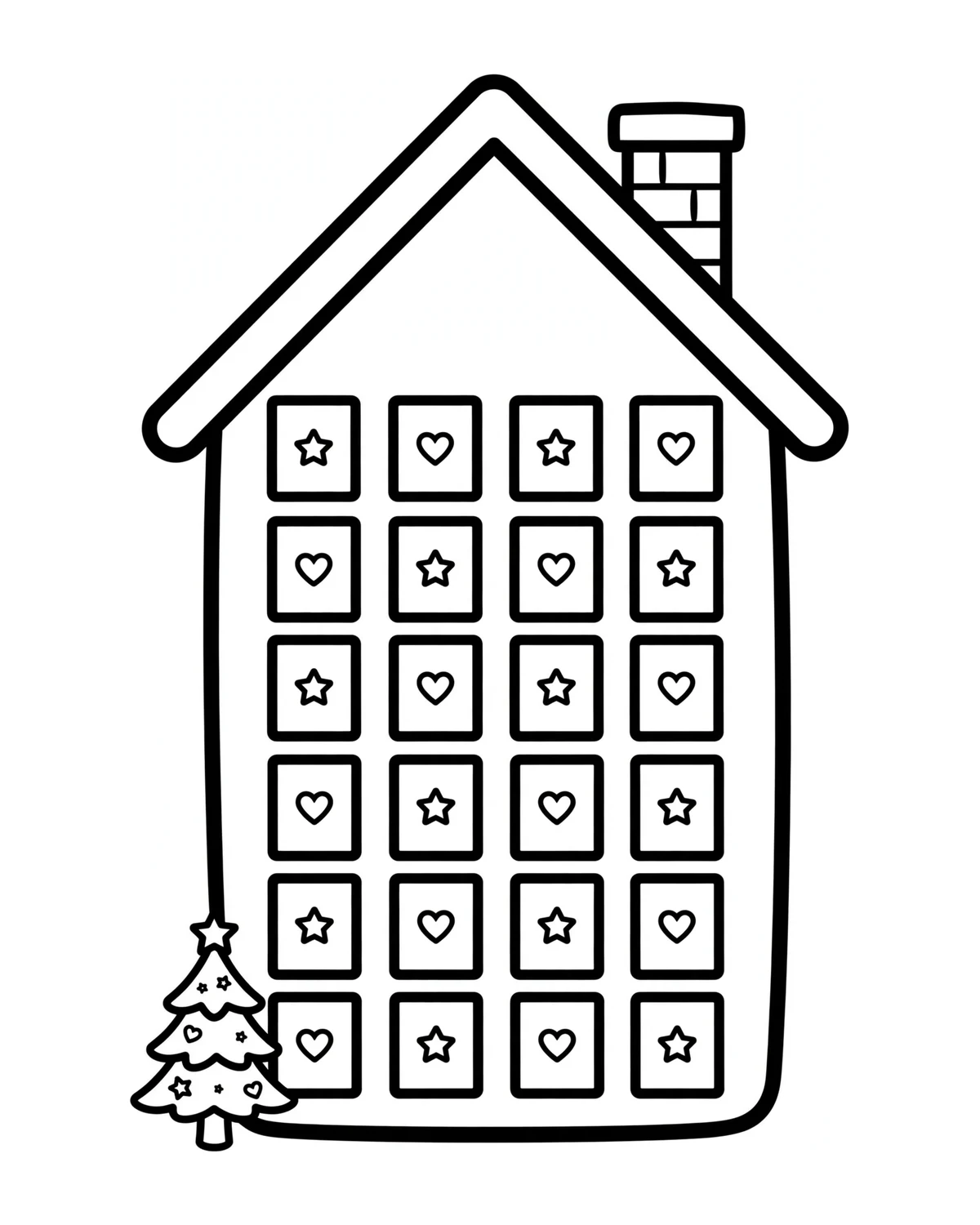 Ausmalbild Adventskalender zum Ausdrucken