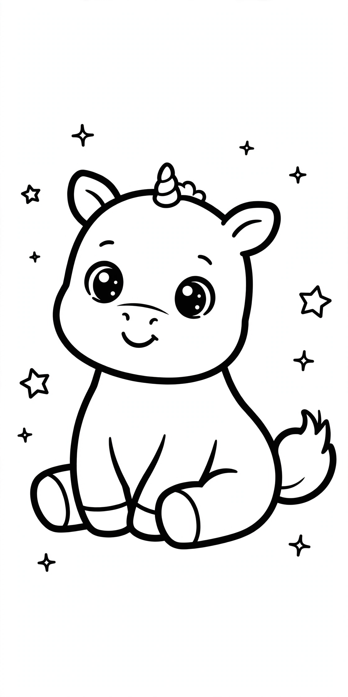 Ausmalbild Baby-Einhorn zum Ausdrucken