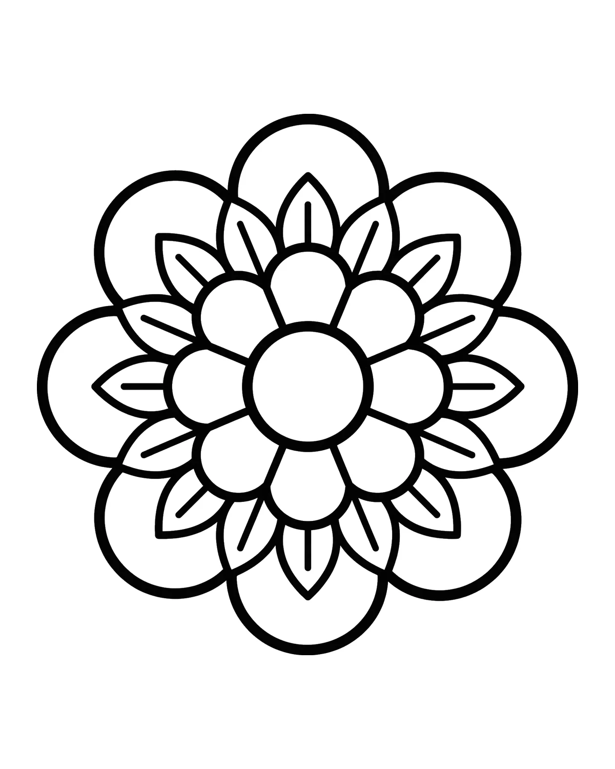 Ausmalbild Blumen-Mandala zum Ausdrucken