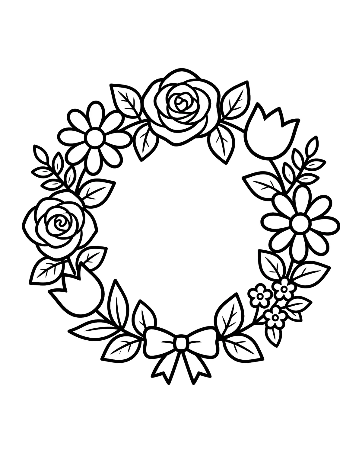 Ausmalbild Blumenkranz zum Ausdrucken