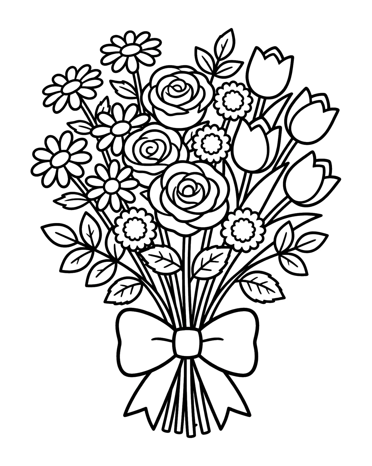 Ausmalbild Blumenstrauß zum Ausdrucken