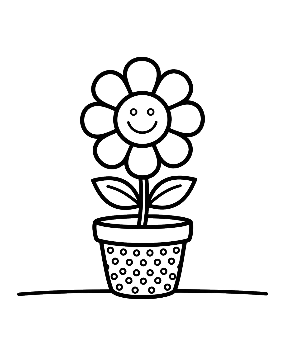 Ausmalbild Blume im Topf zum Ausdrucken
