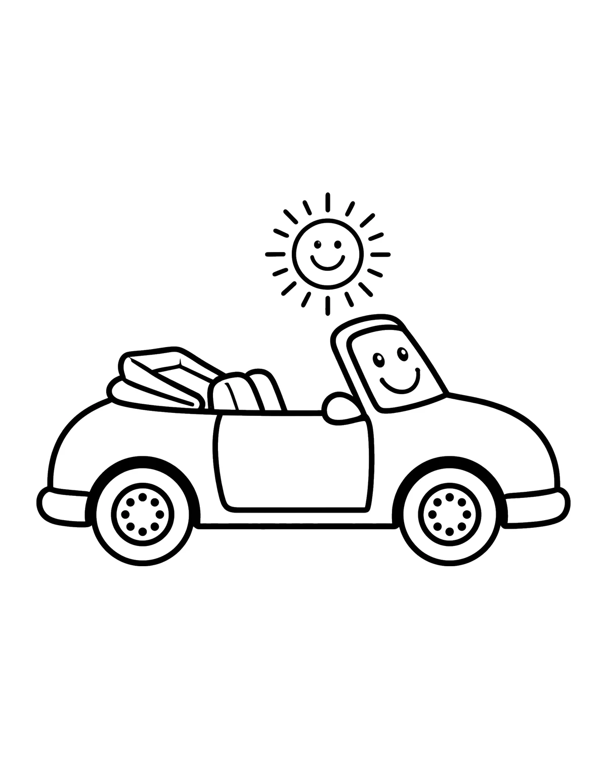 Ausmalbild Cabrio zum Ausdrucken