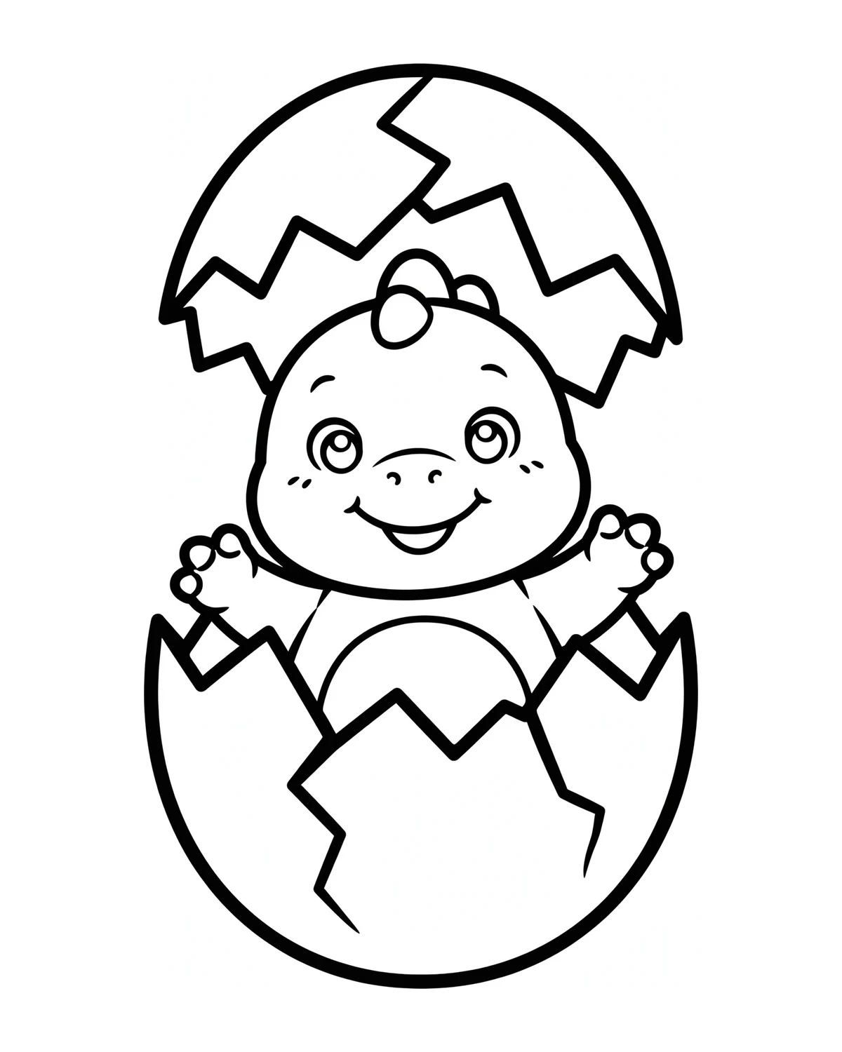 Ausmalbild Dino-Baby im Ei zum Ausdrucken