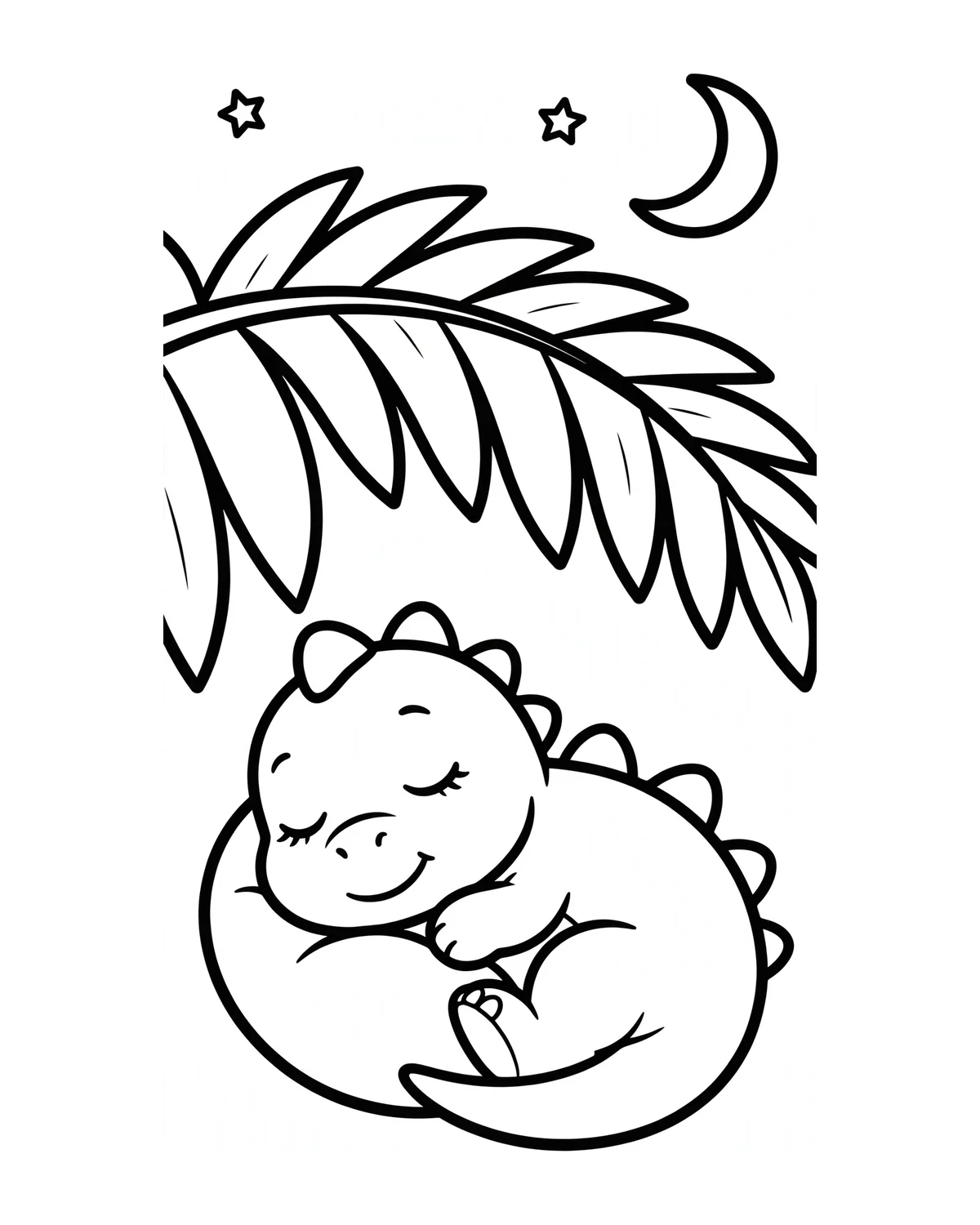 Ausmalbild Schlafender Dino zum Ausdrucken