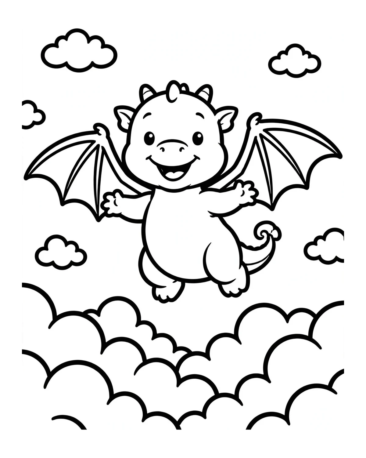 Ausmalbild Fliegender Drache zum Ausdrucken
