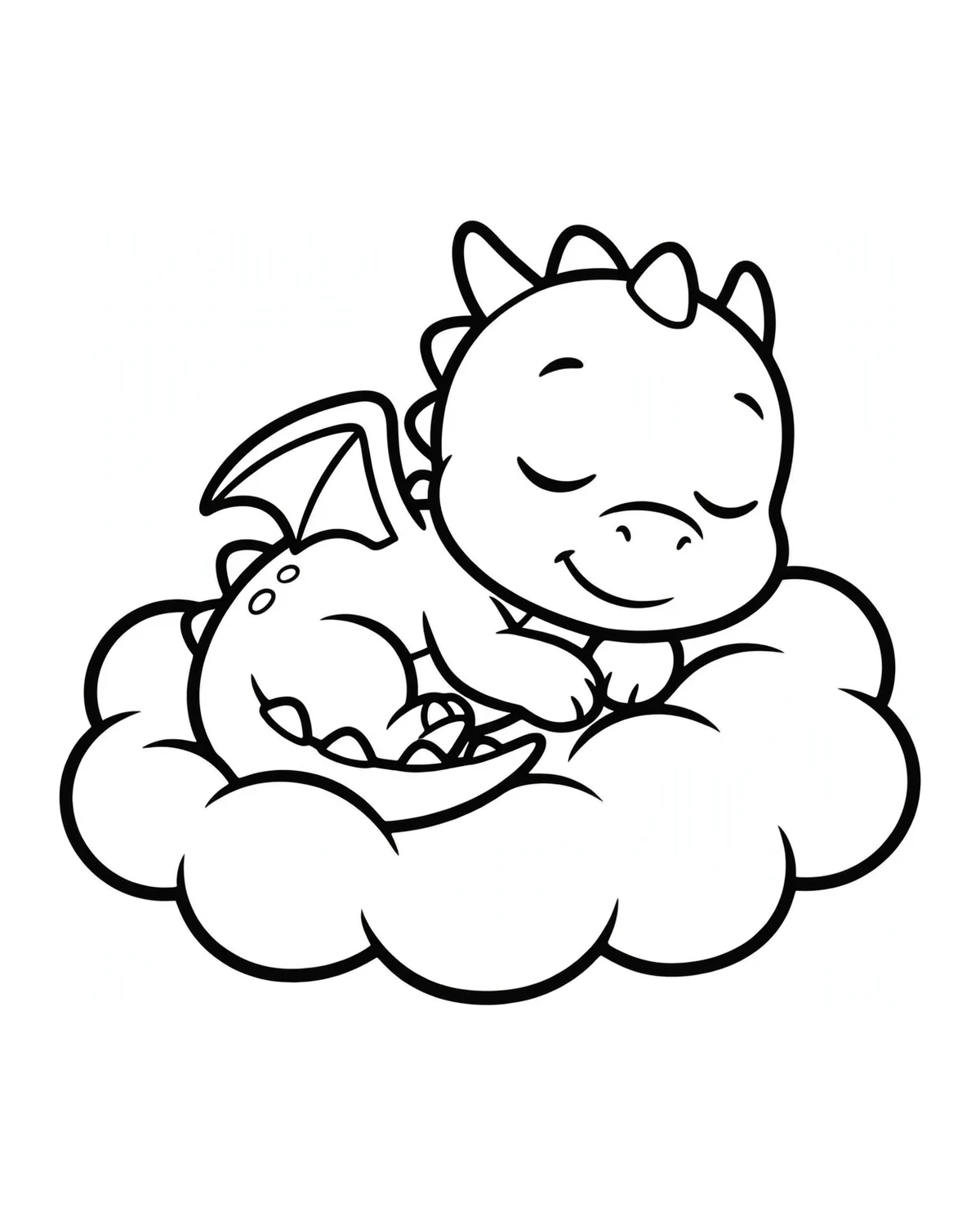 Ausmalbild Schlafender Drache zum Ausdrucken