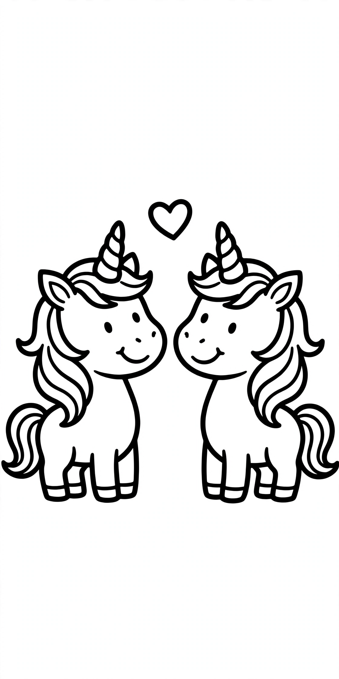 Ausmalbild Zwei Einhorn-Freunde zum Ausdrucken
