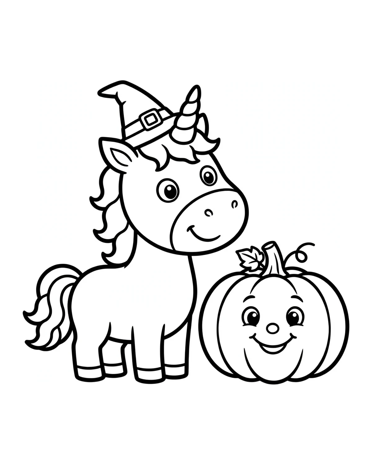Ausmalbild Einhorn zu Halloween zum Ausdrucken