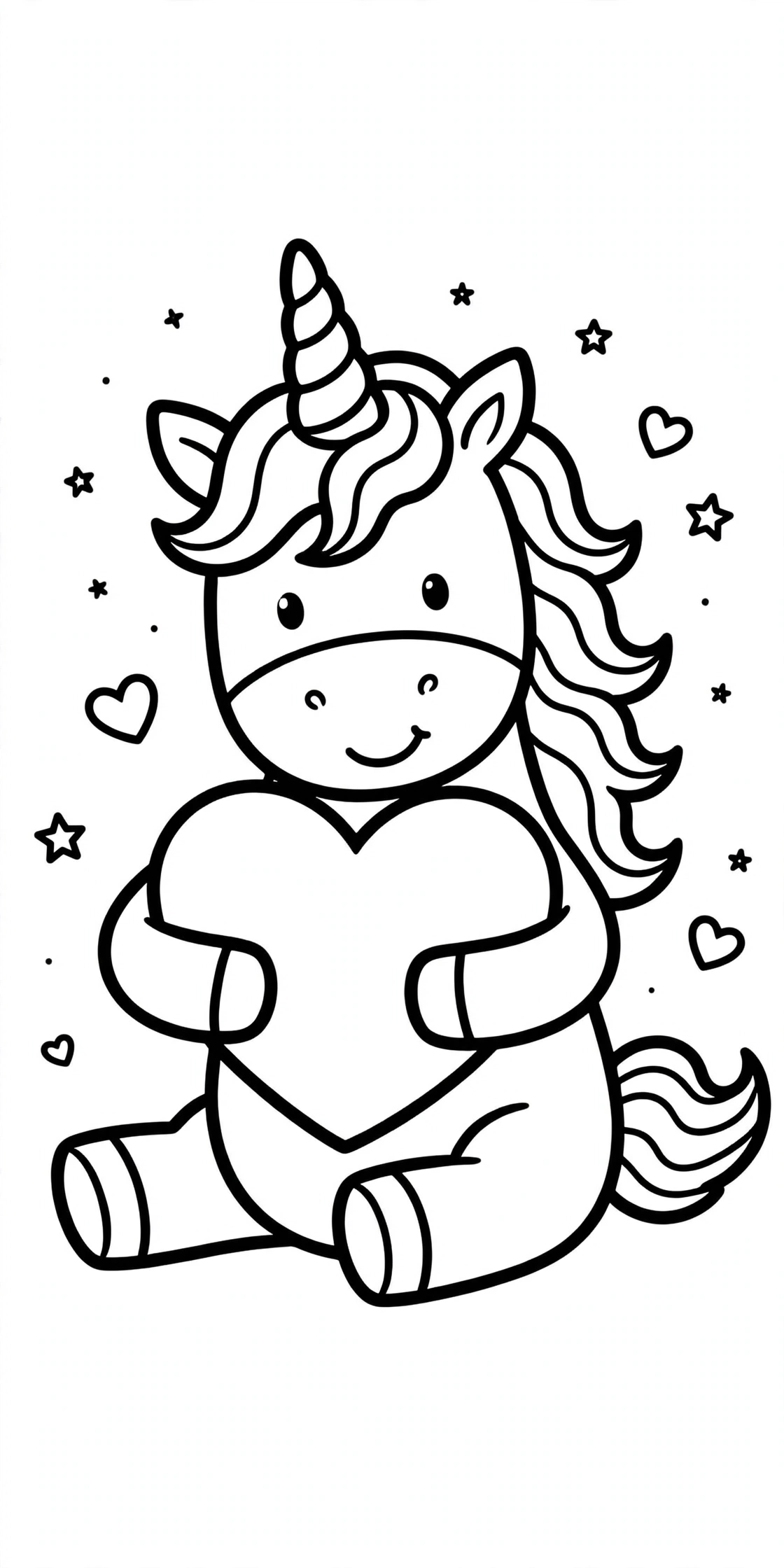 Ausmalbild Einhorn mit Herz zum Ausdrucken