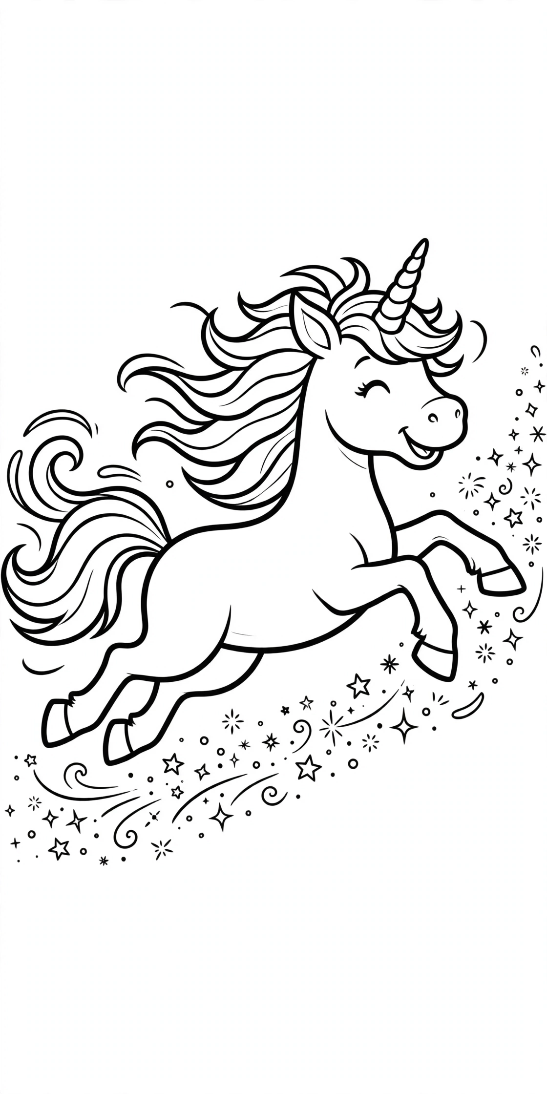 Ausmalbild Springendes Einhorn zum Ausdrucken