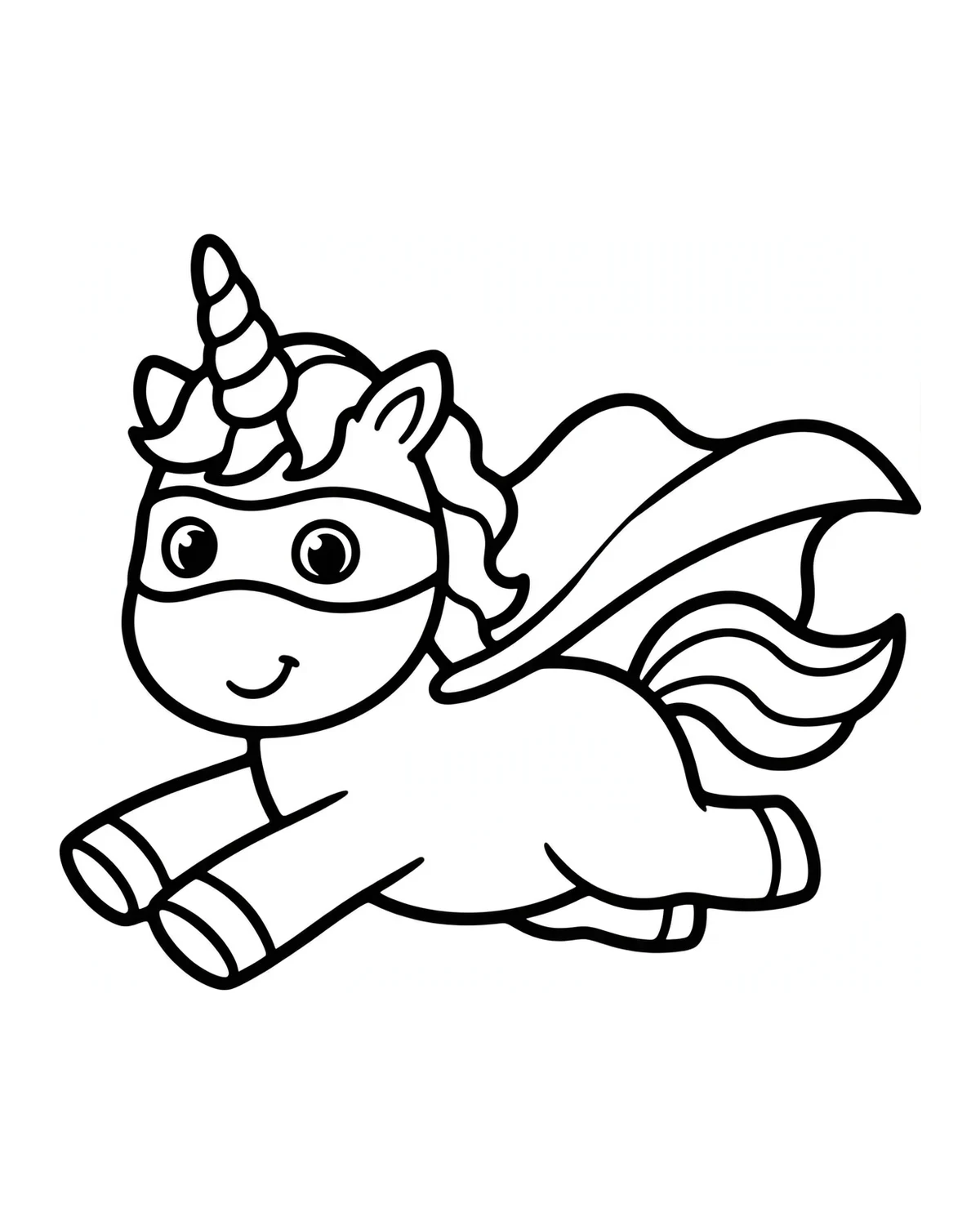 Ausmalbild Einhorn als Superheld zum Ausdrucken
