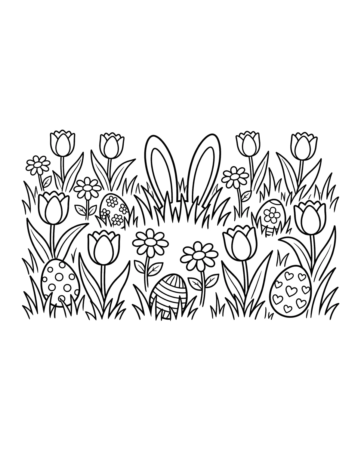 Ausmalbild Frühlingswiese zum Ausdrucken