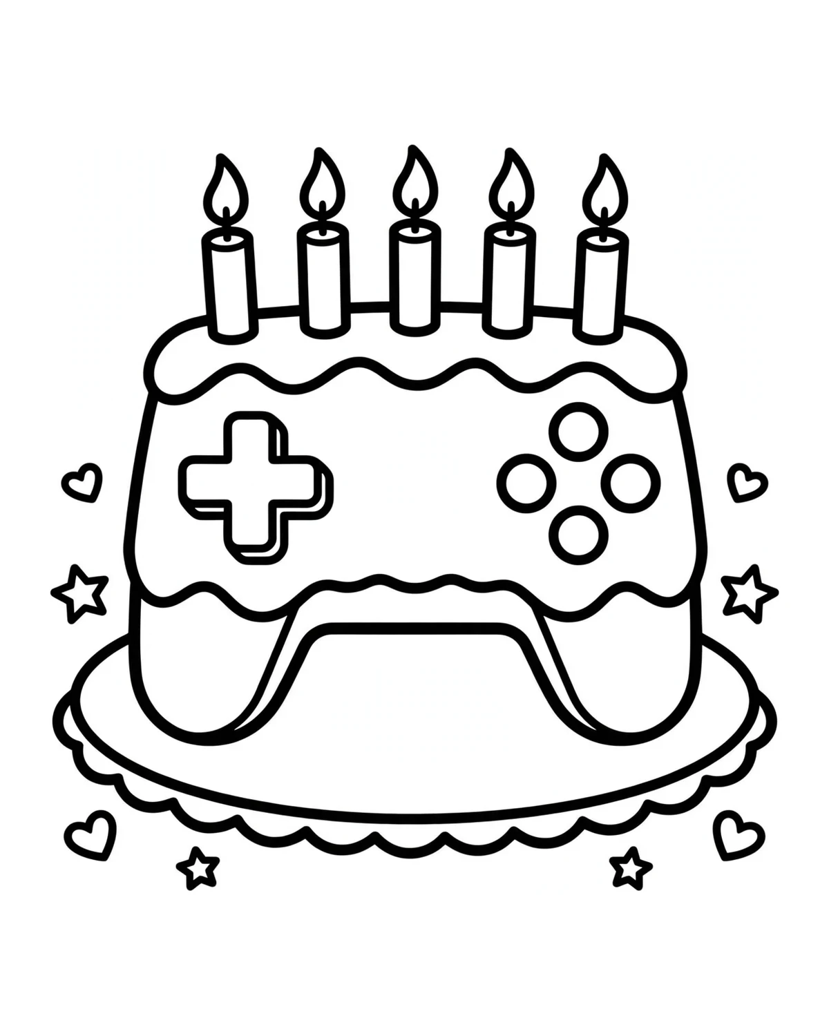 Ausmalbild Gaming-Kuchen zum Ausdrucken