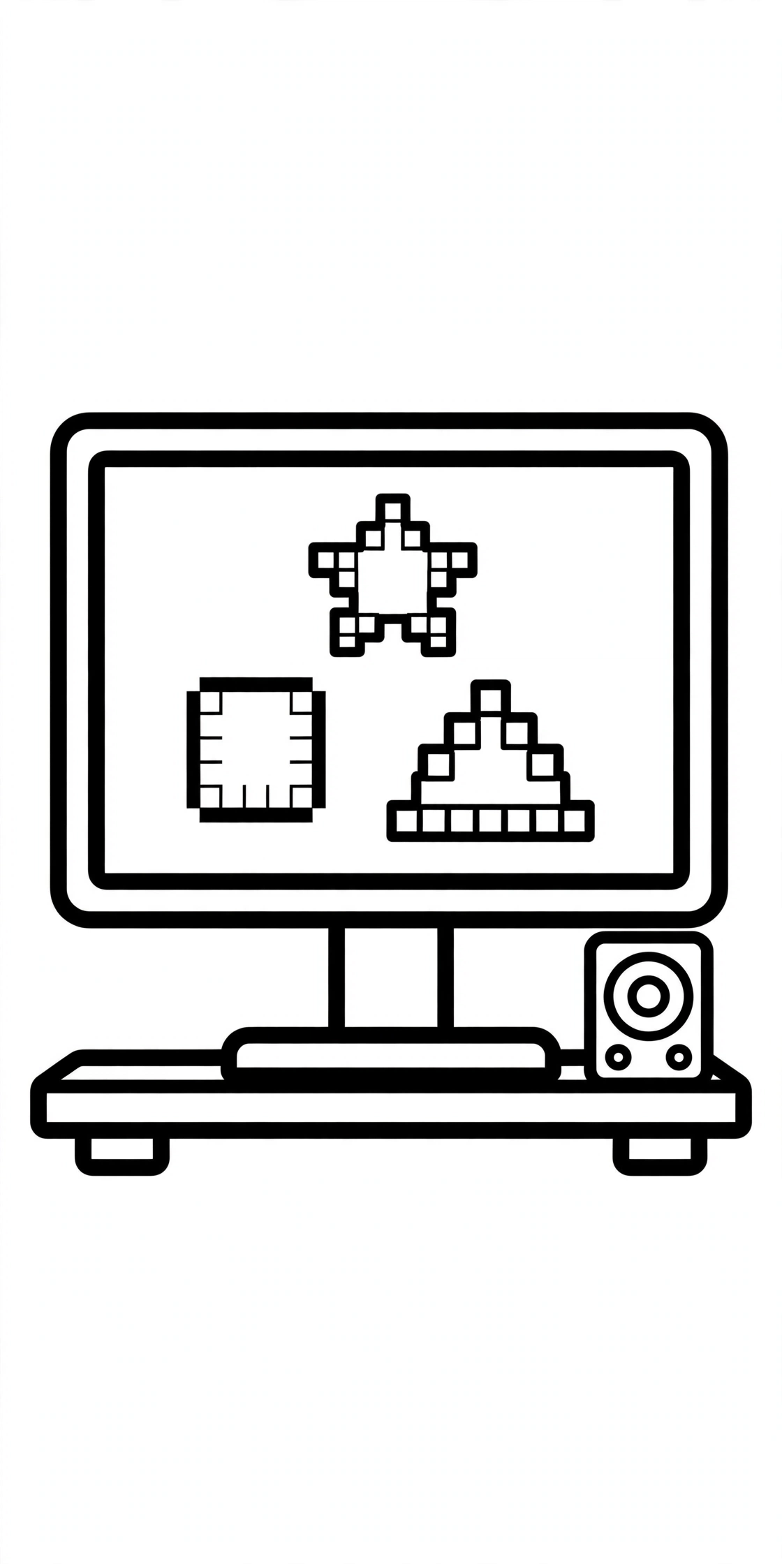 Ausmalbild Gaming-Monitor zum Ausdrucken