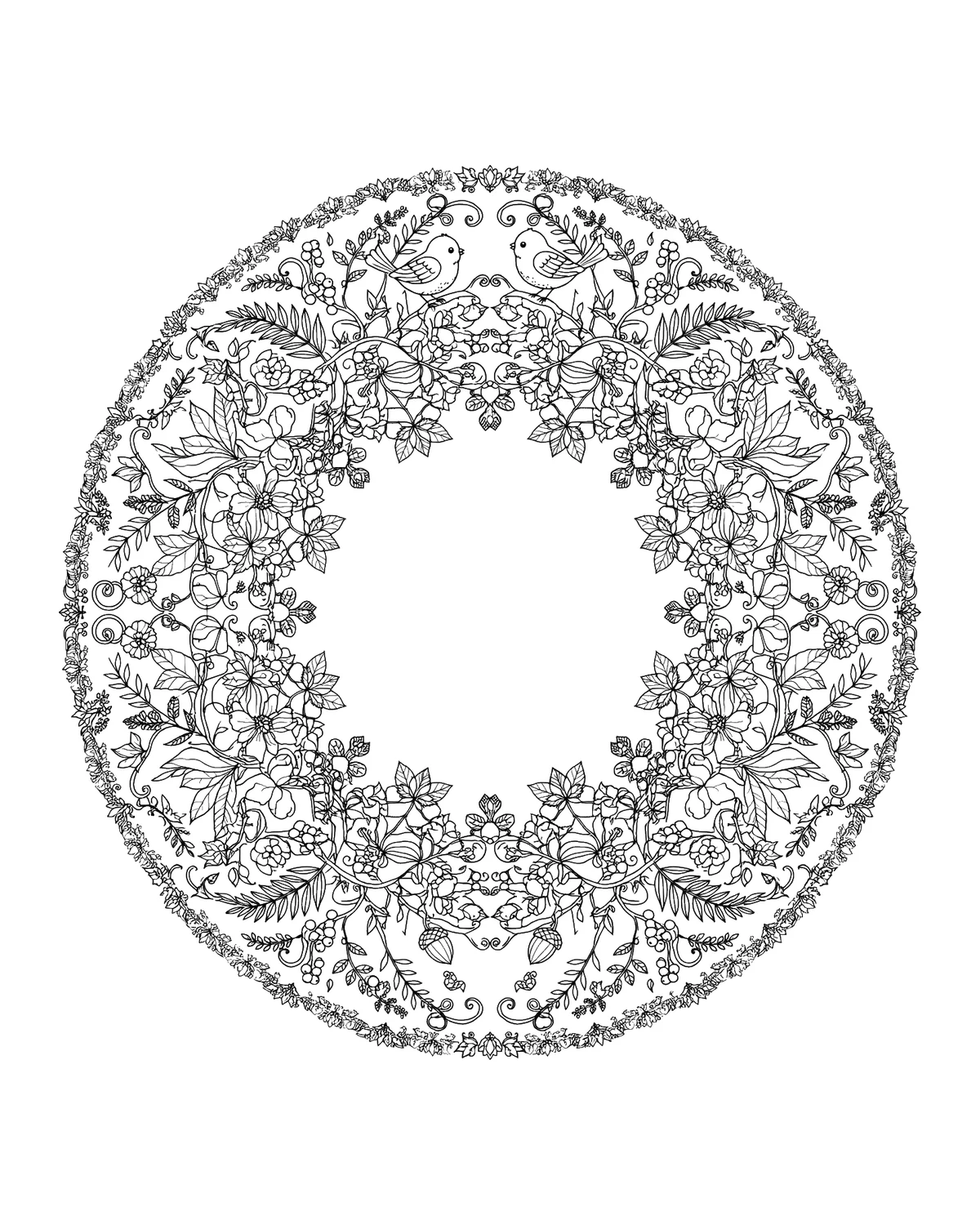 Ausmalbild Garten-Mandala zum Ausdrucken
