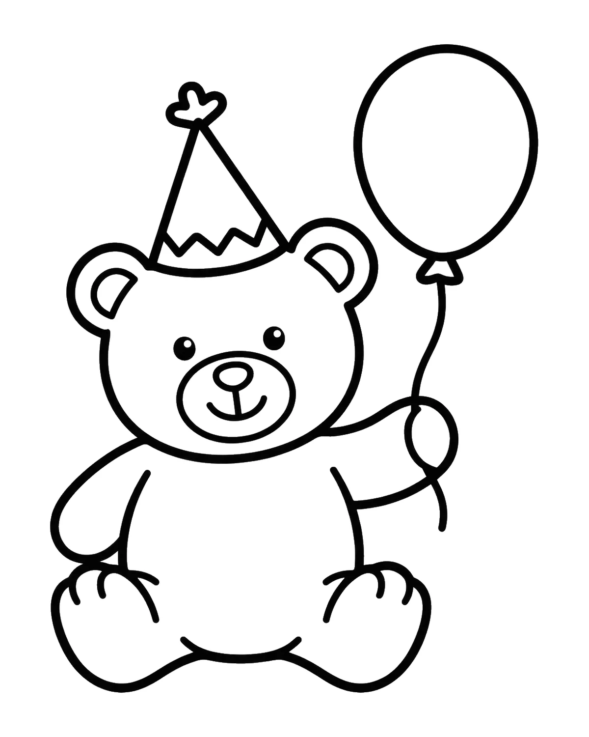 Ausmalbild Teddybär mit Luftballon zum Ausdrucken
