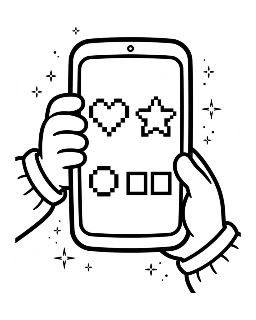 Ausmalbild Handy-Spiel zum Ausdrucken
