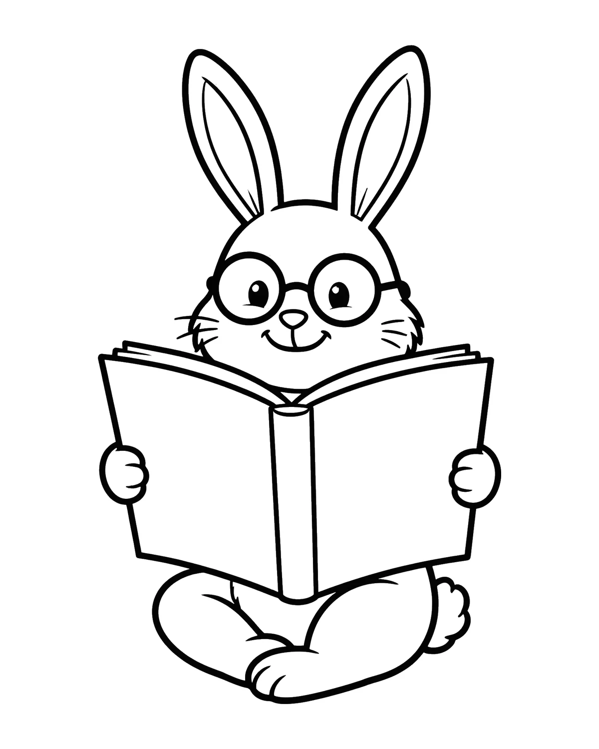 Ausmalbild Hase mit Buch zum Ausdrucken