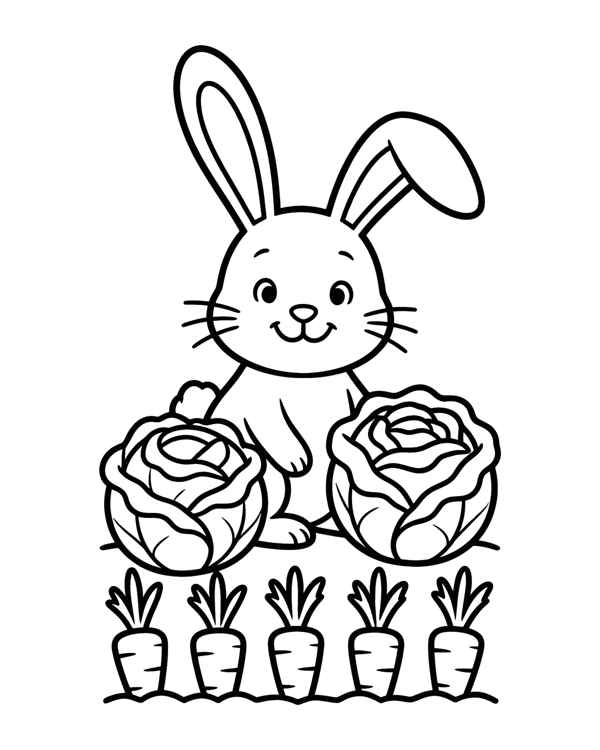 Ausmalbild Hase im Garten zum Ausdrucken