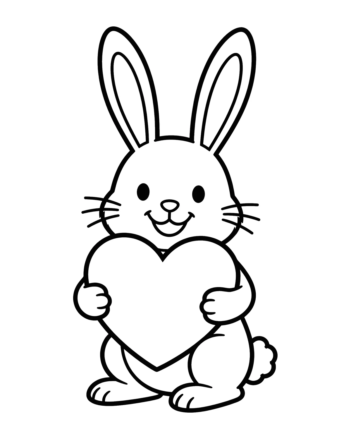 Ausmalbild Hase mit Herz zum Ausdrucken