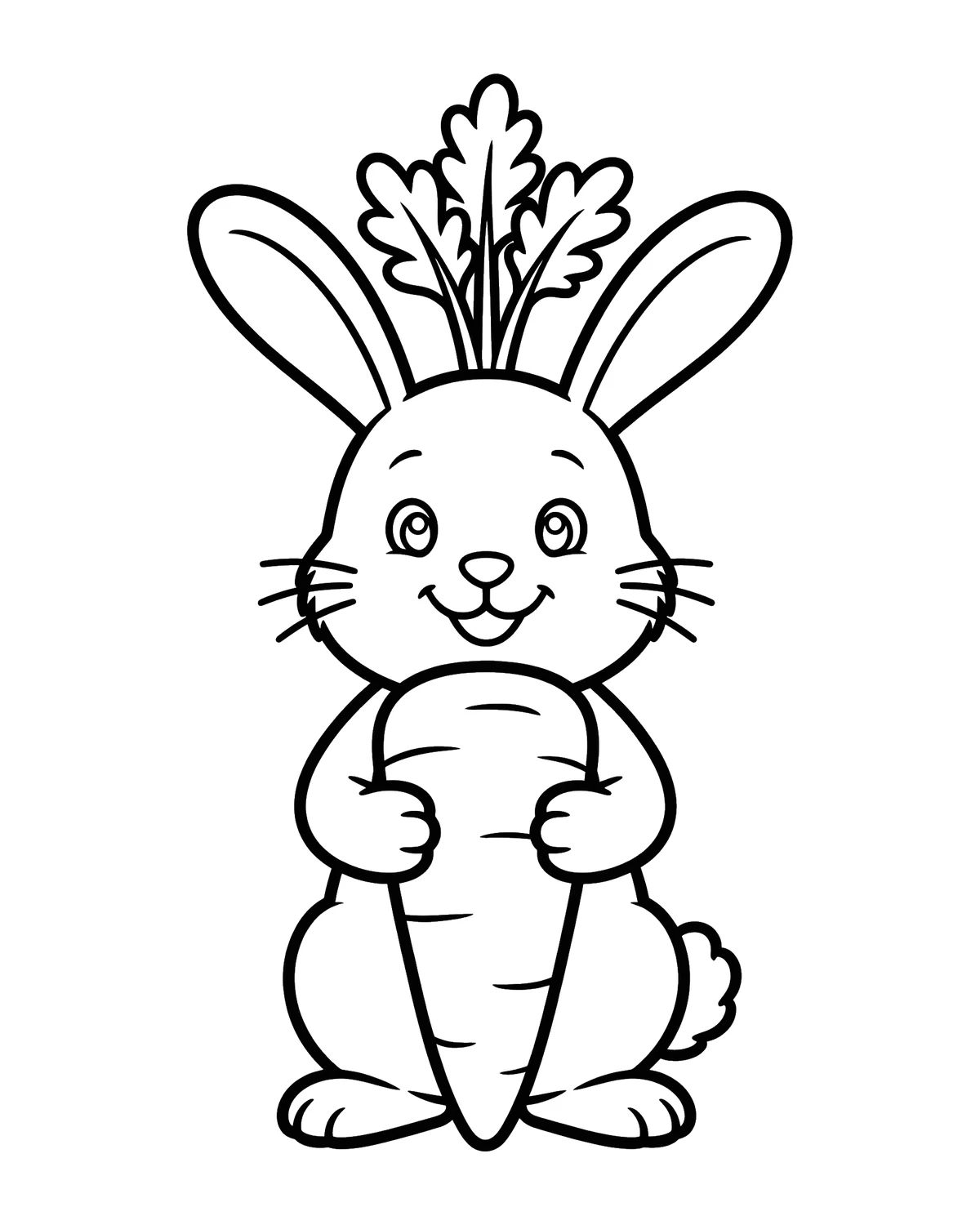 Ausmalbild Hase mit Karotte zum Ausdrucken