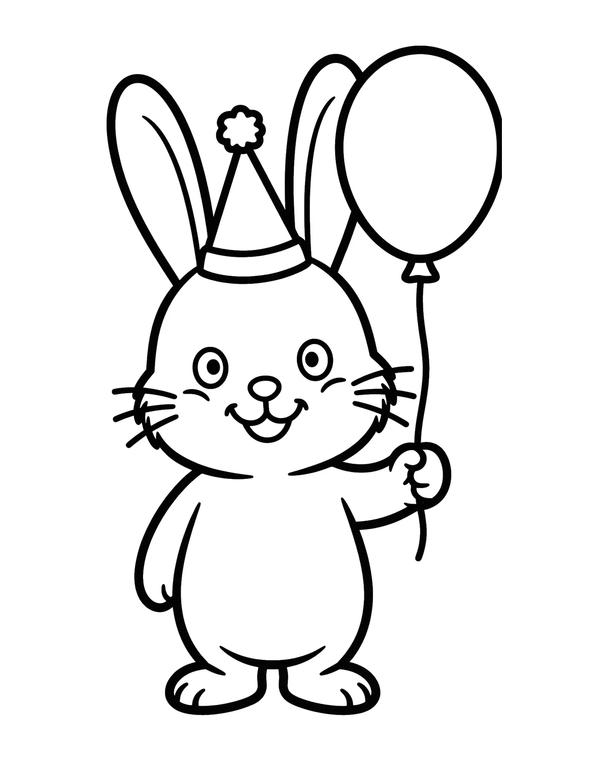 Ausmalbild Hase mit Partyhut zum Ausdrucken