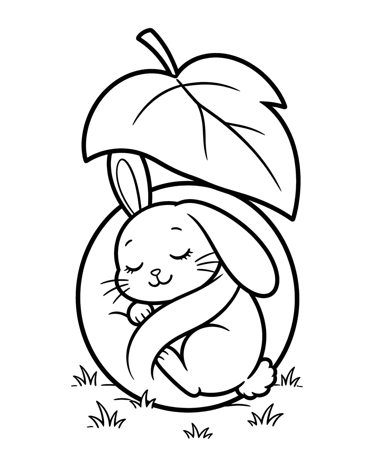 Ausmalbild Schlafender Hase zum Ausdrucken