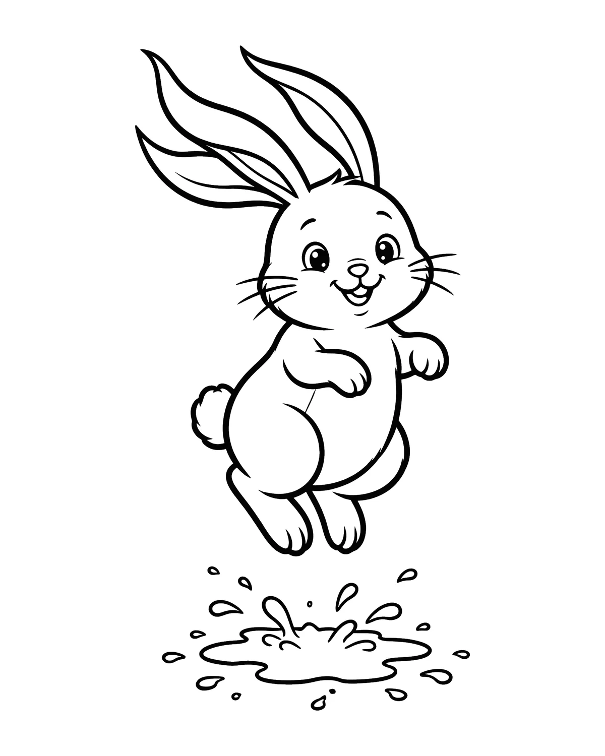 Ausmalbild Springender Hase zum Ausdrucken