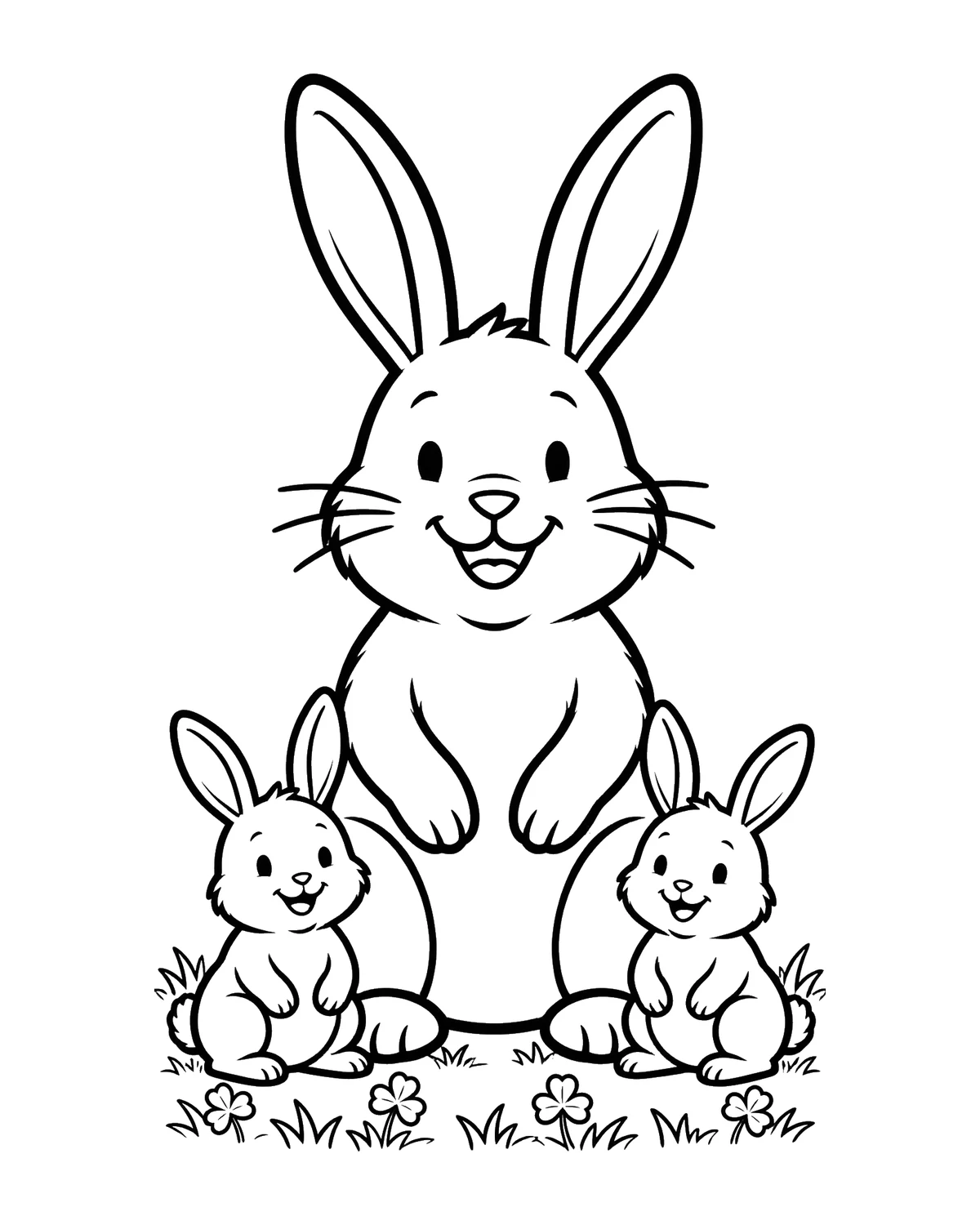Ausmalbild Hasenfamilie zum Ausdrucken