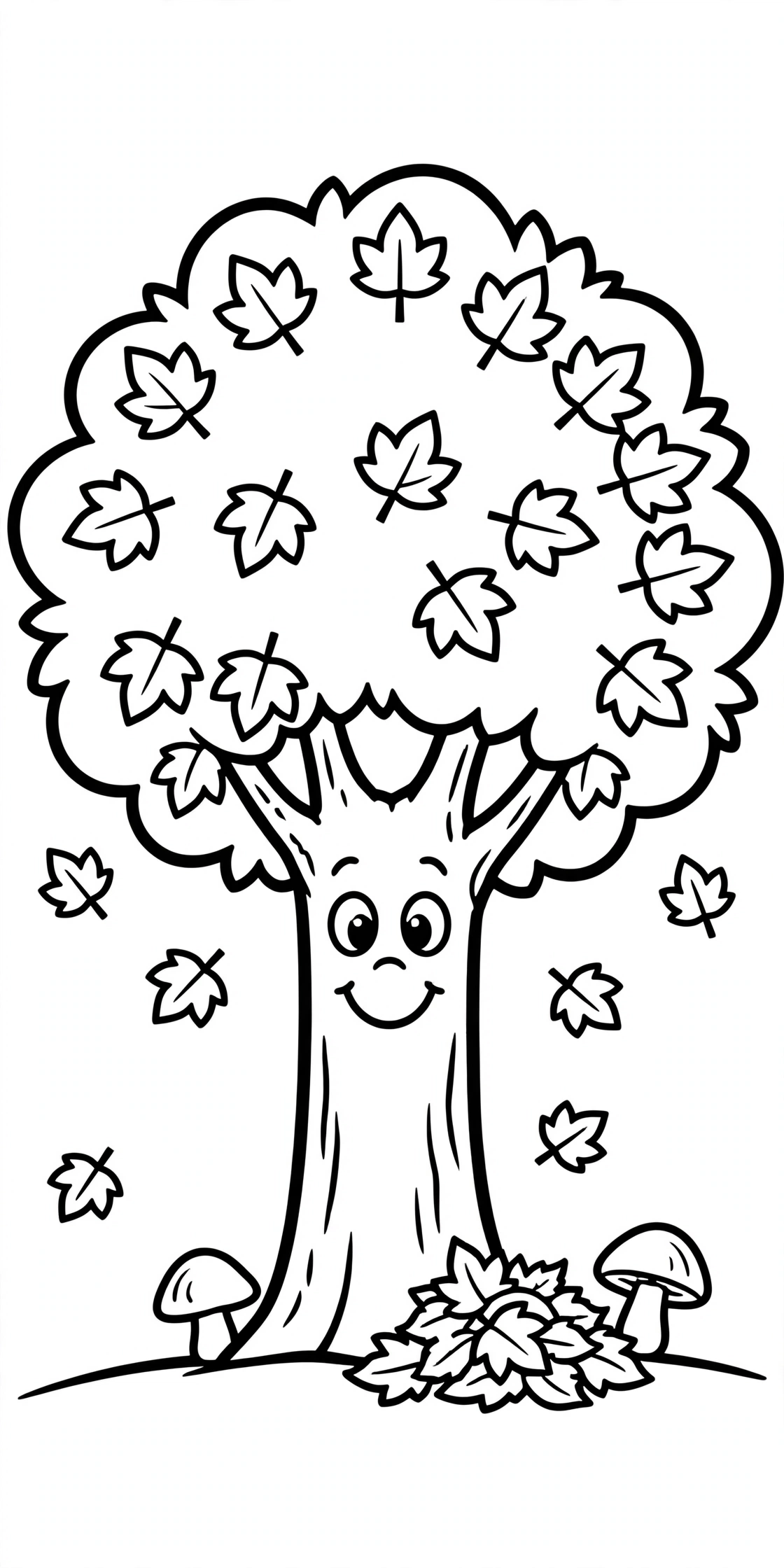 Ausmalbild Herbstbaum zum Ausdrucken