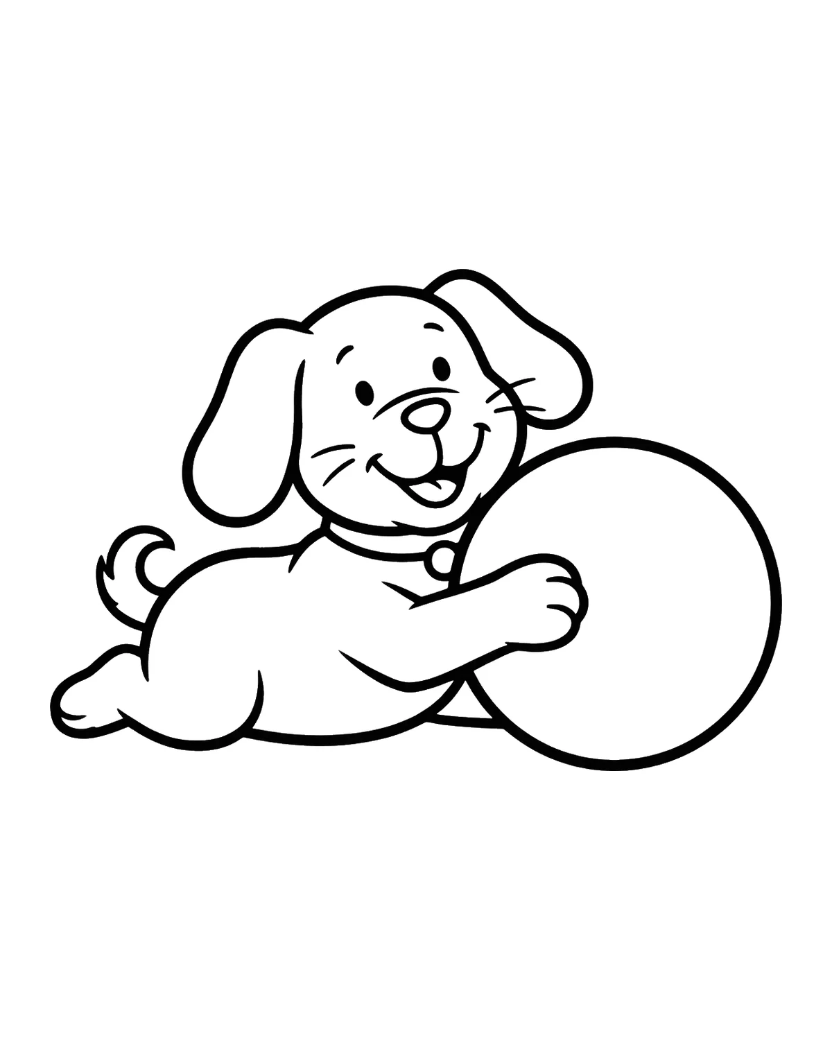 Ausmalbild Hund mit Ball zum Ausdrucken