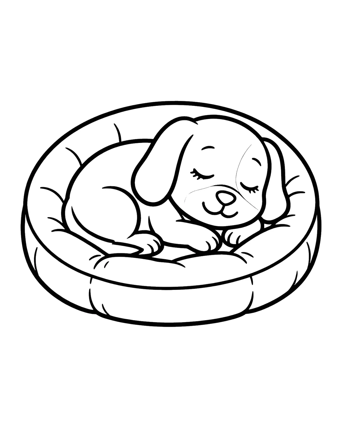 Ausmalbild schlafender Hund zum Ausdrucken