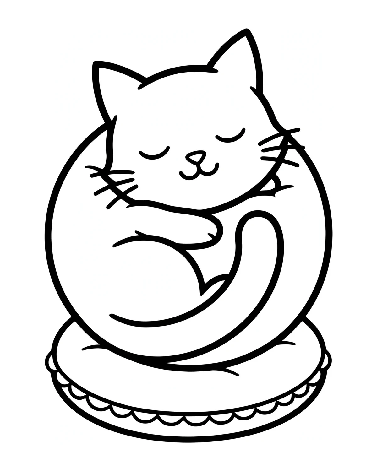 Ausmalbild Schlafende Katze zum Ausdrucken