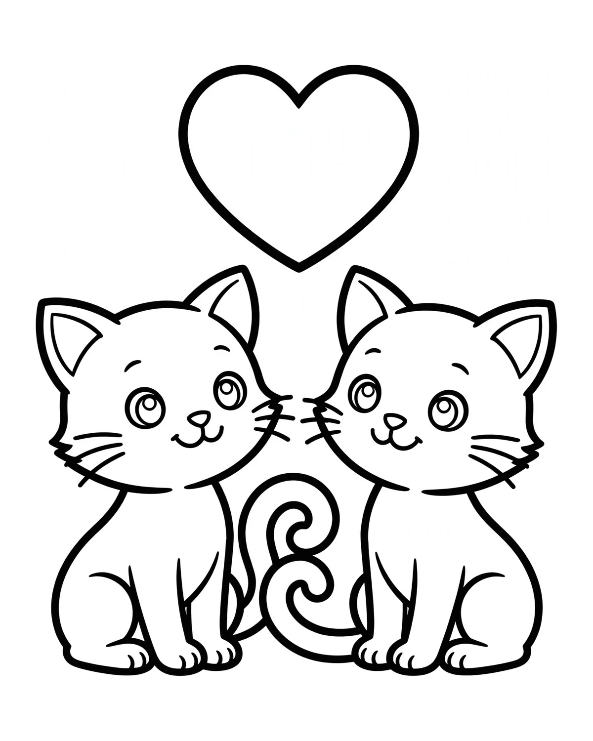 Ausmalbild Zwei Katzen-Freunde zum Ausdrucken