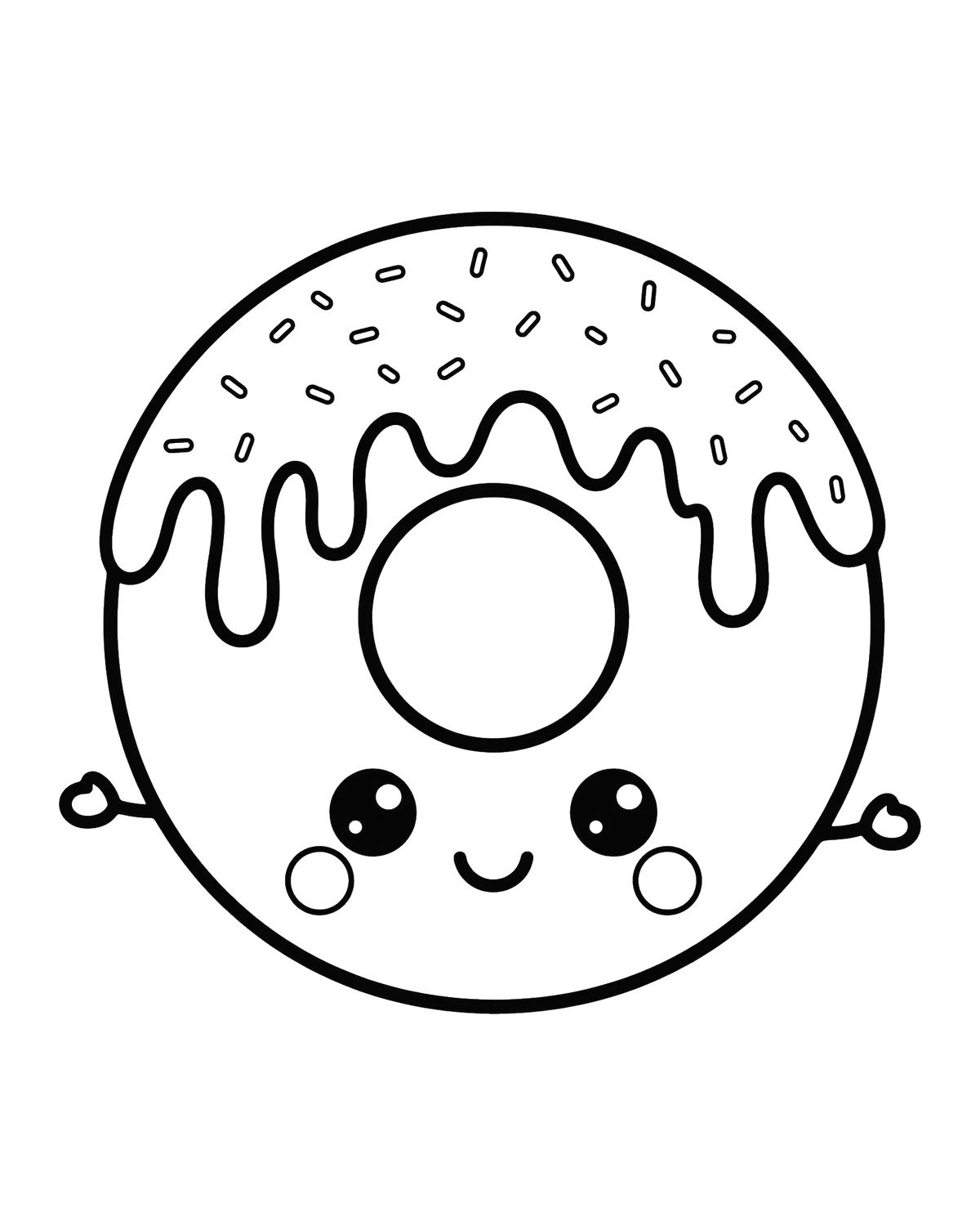 Ausmalbild Kawaii Donut zum Ausdrucken