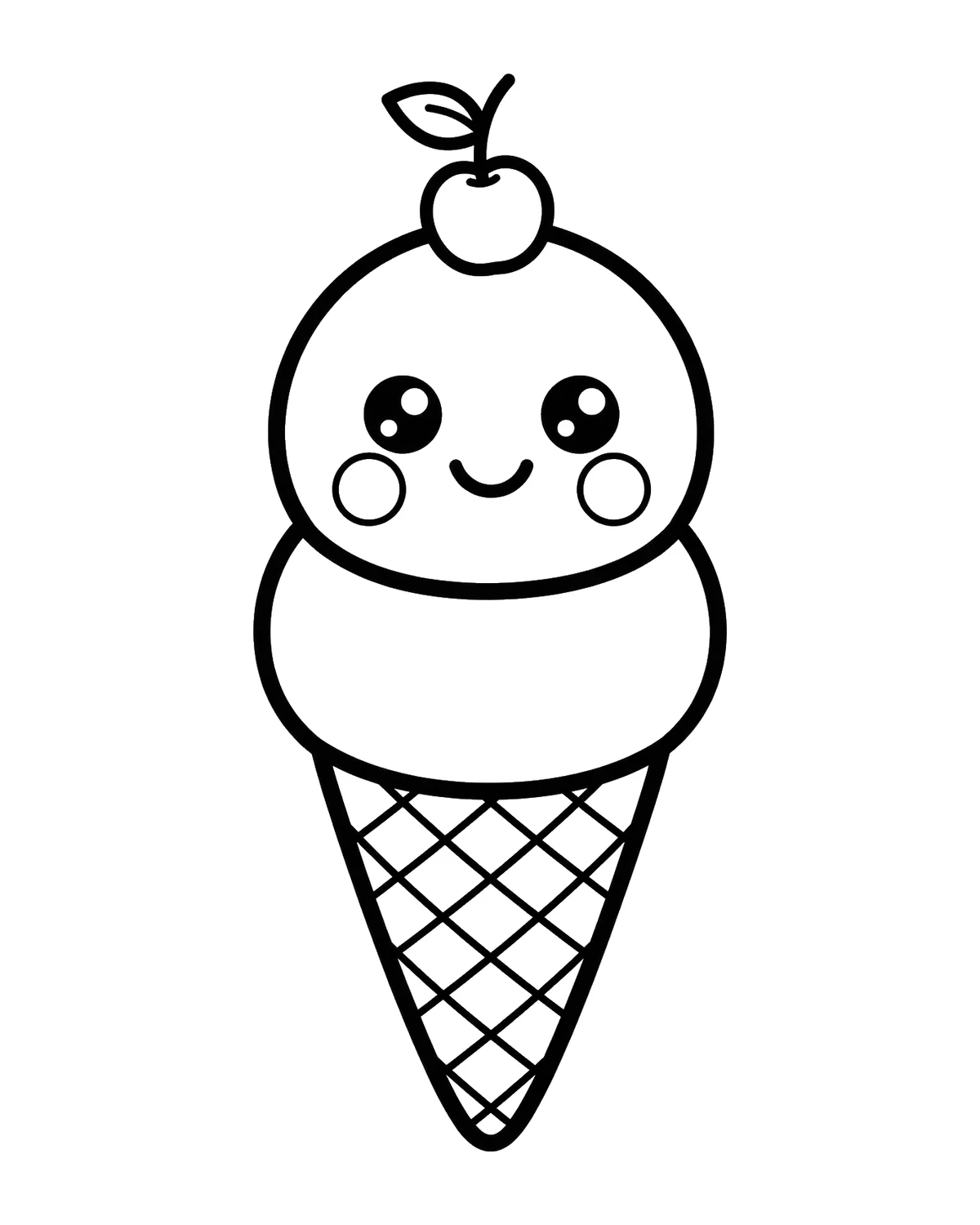 Ausmalbild Kawaii Eis zum Ausdrucken