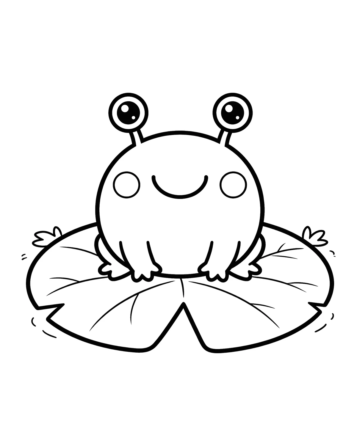 Ausmalbild Kawaii Frosch zum Ausdrucken