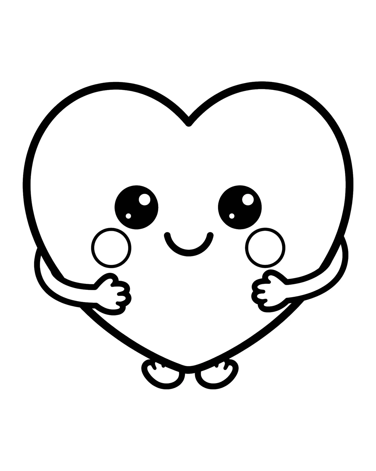 Ausmalbild Kawaii Herz zum Ausdrucken