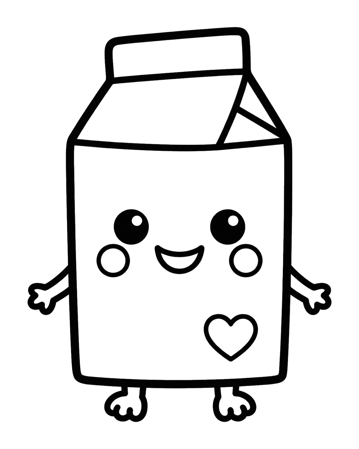 Ausmalbild Kawaii Milch zum Ausdrucken