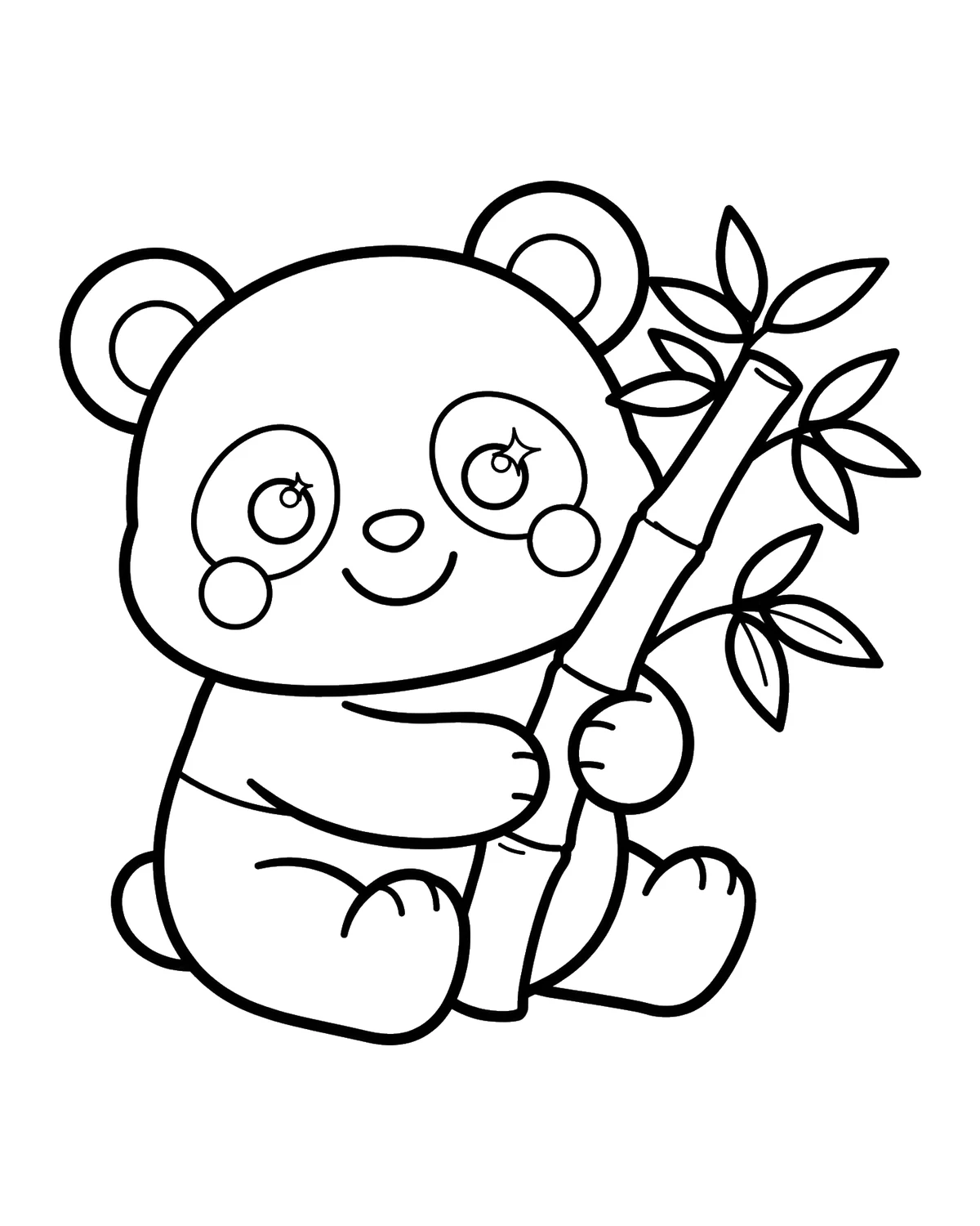 Ausmalbild Kawaii Panda zum Ausdrucken