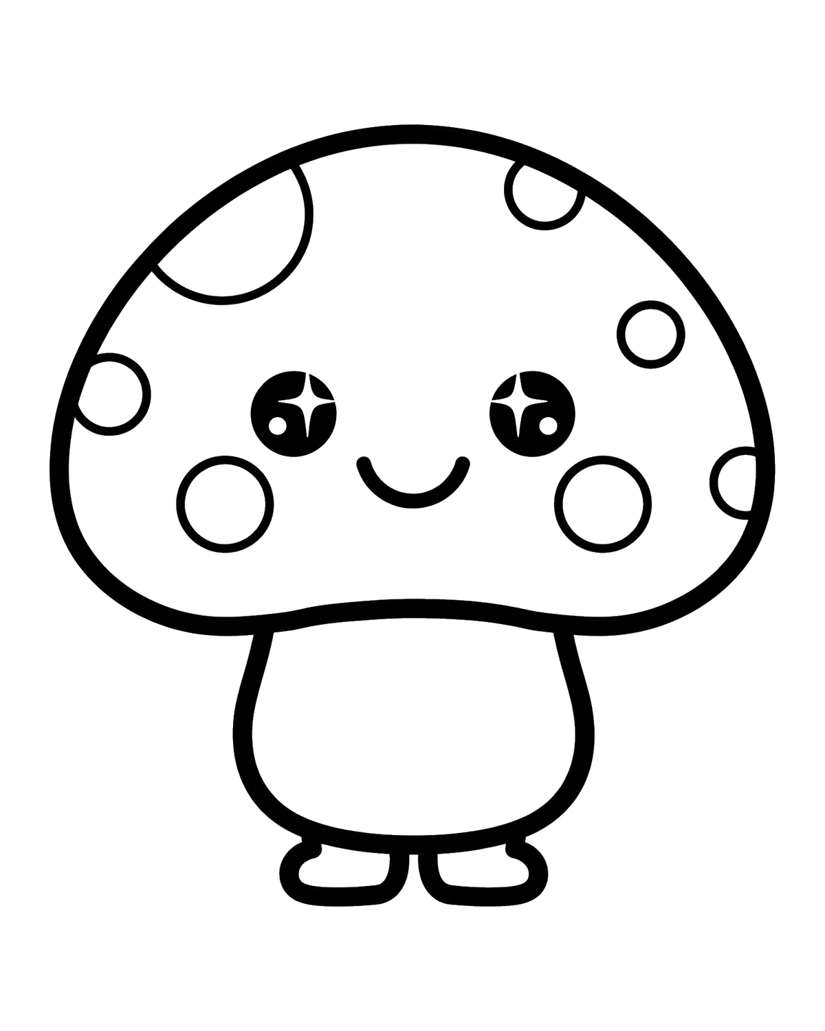 Ausmalbild Kawaii Pilz zum Ausdrucken
