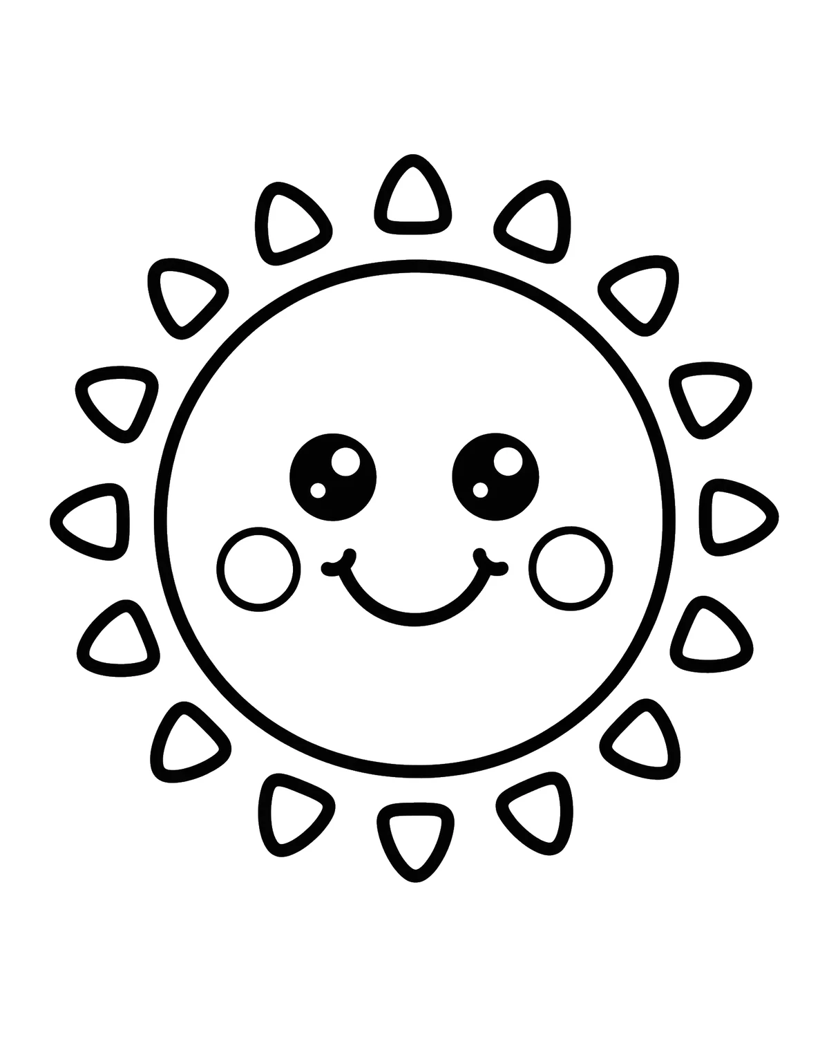 Ausmalbild Kawaii Sonne zum Ausdrucken