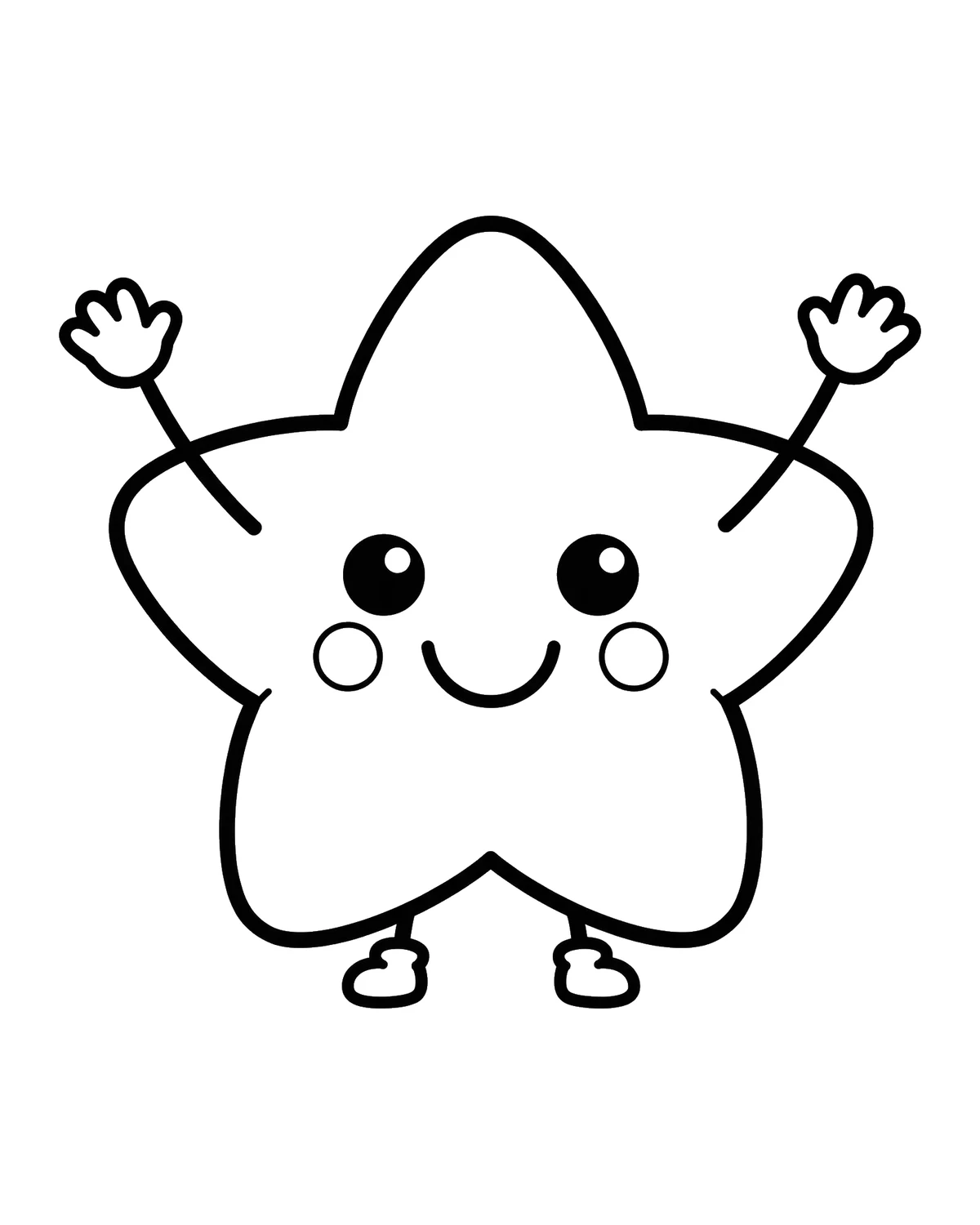 Ausmalbild Kawaii Stern zum Ausdrucken