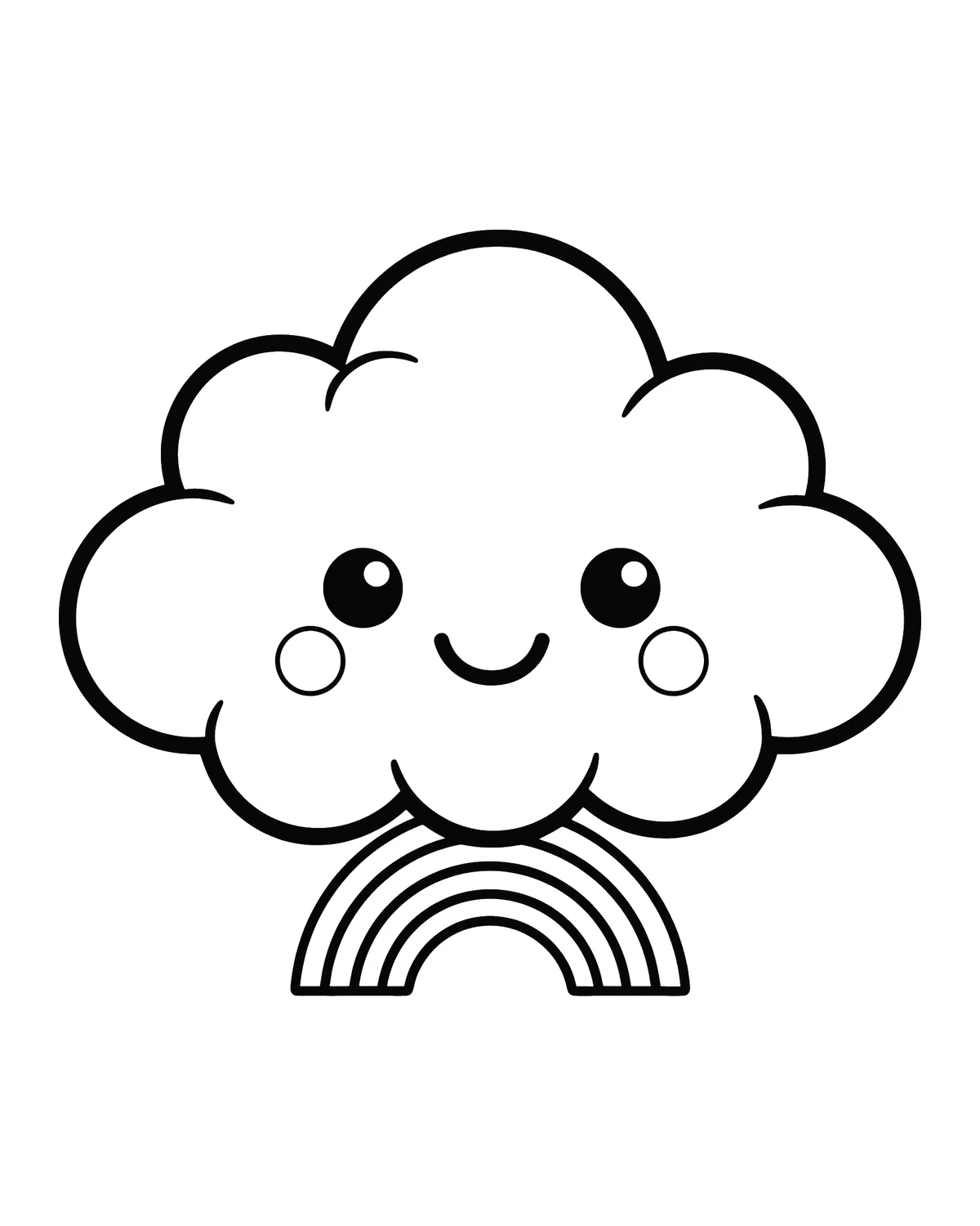 Ausmalbild Kawaii Wolke zum Ausdrucken