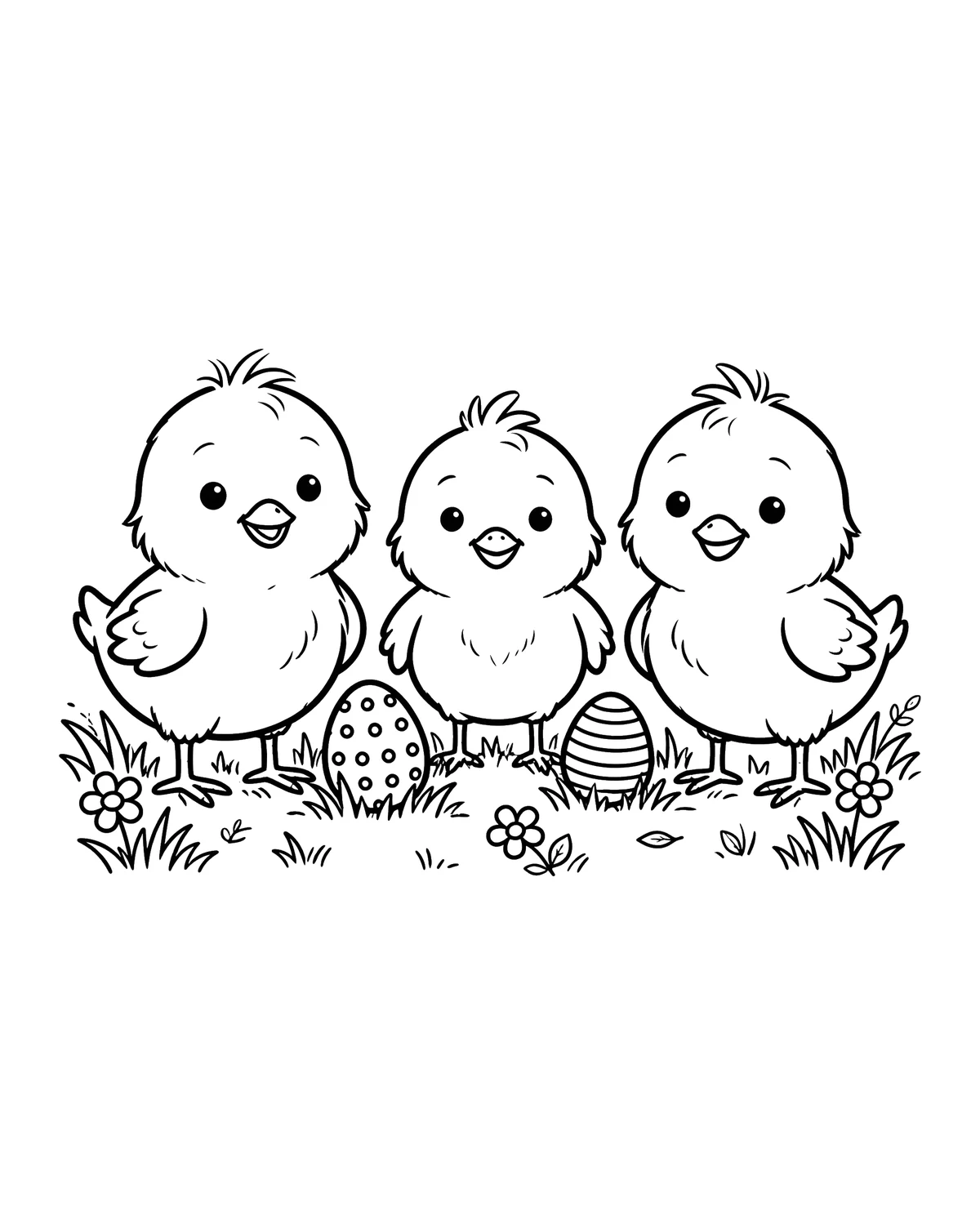 Ausmalbild Küken-Familie zum Ausdrucken