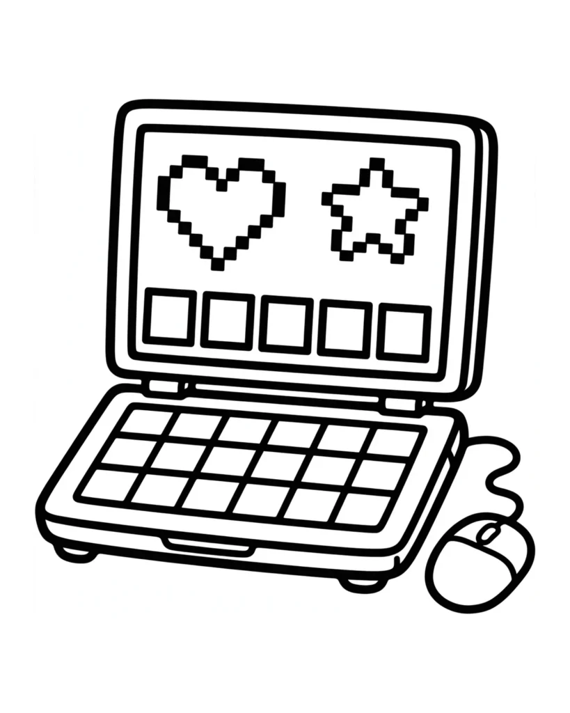 Ausmalbild Gaming-Laptop zum Ausdrucken