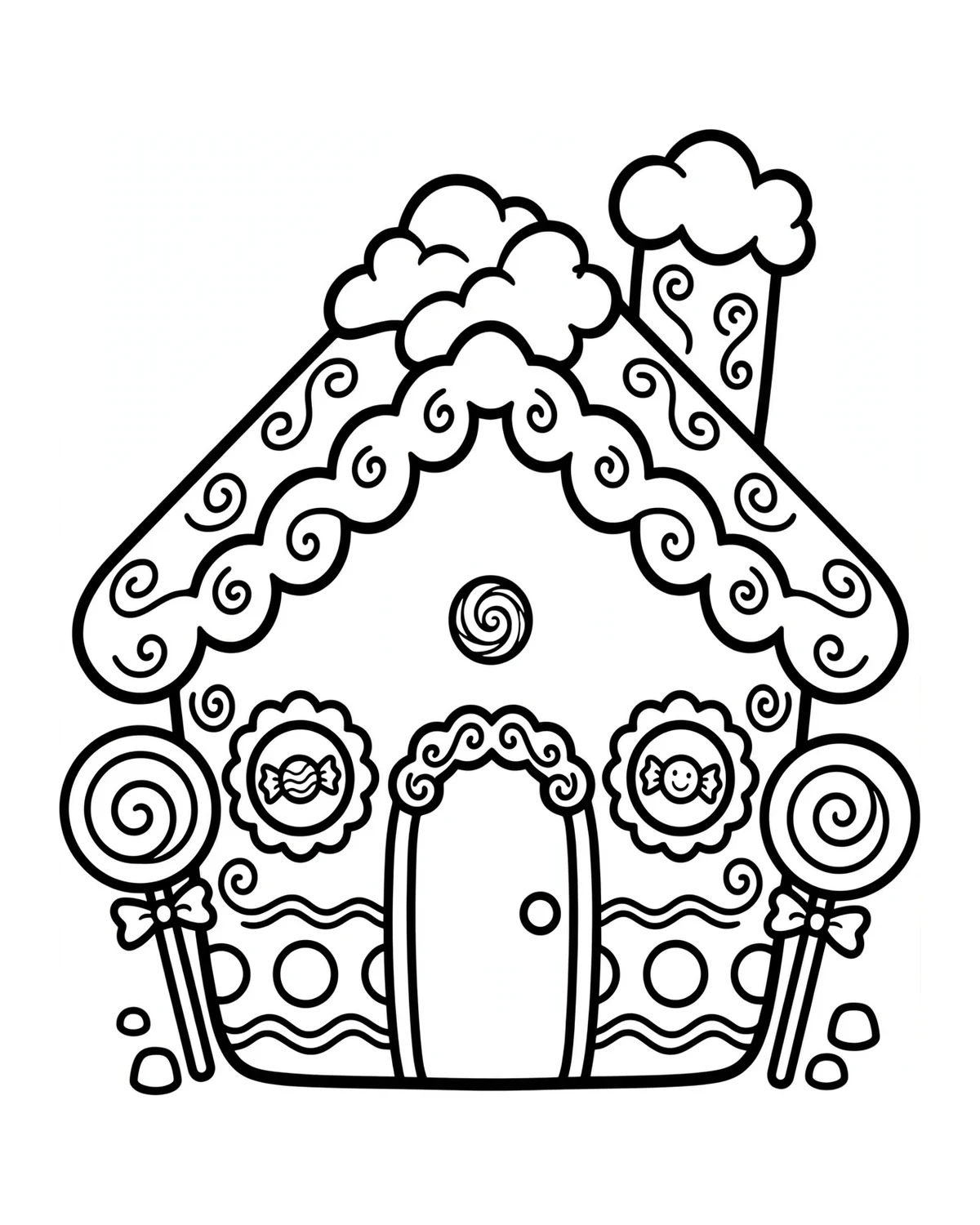 Ausmalbild Lebkuchenhaus zum Ausdrucken