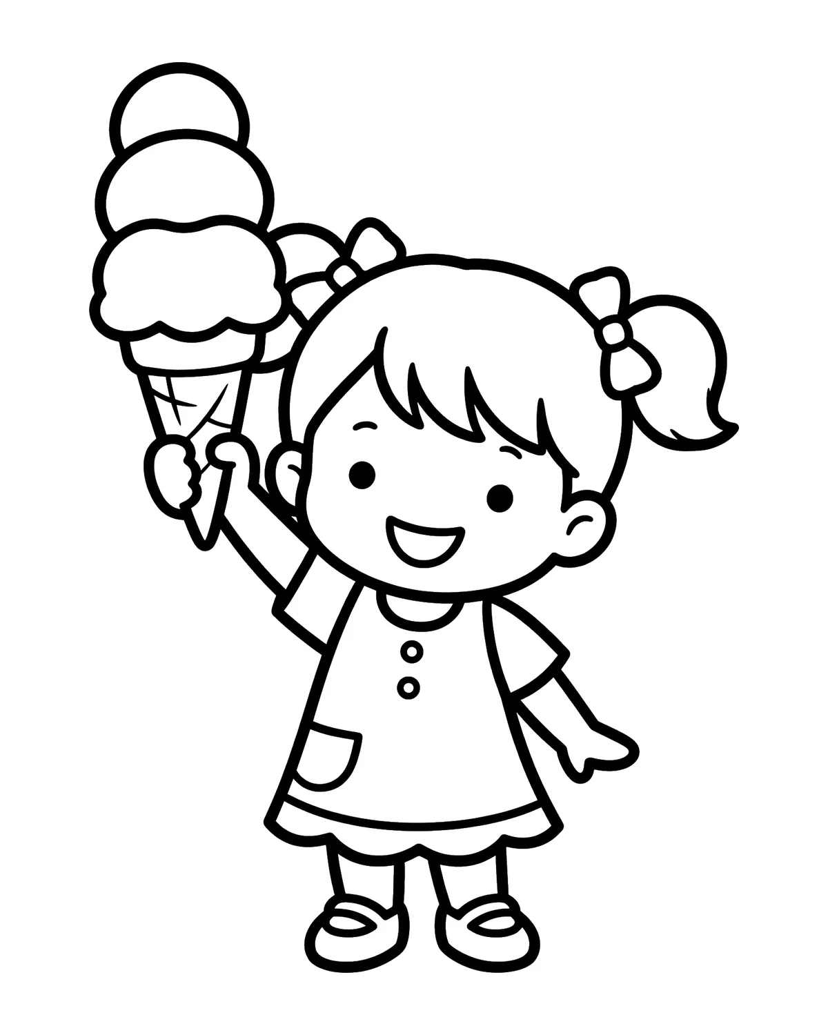 Ausmalbild Mädchen mit Eis zum Ausdrucken