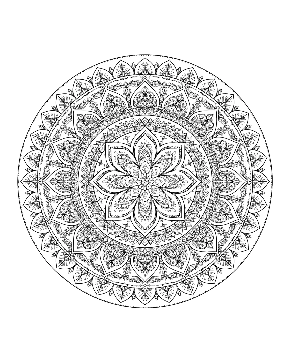 Ausmalbild Mandala zum Ausdrucken